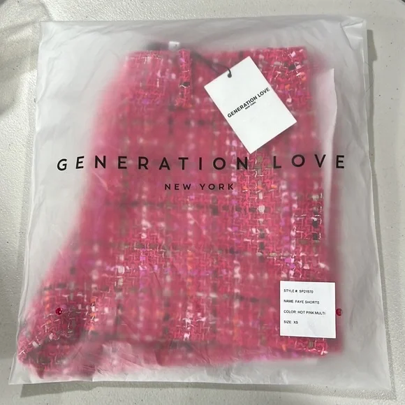 🆕Generation Love Tweed Faye Hot Pink Multi Shorts XS available - Picture 11 of 11